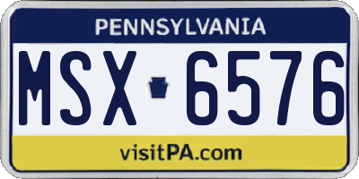 PA license plate MSX6576