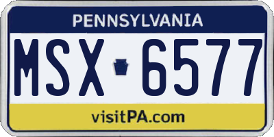PA license plate MSX6577
