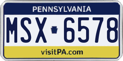 PA license plate MSX6578