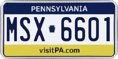 PA license plate MSX6601