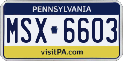 PA license plate MSX6603