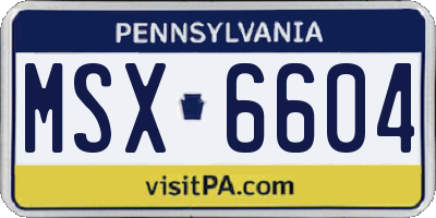PA license plate MSX6604