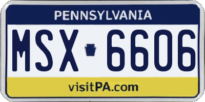 PA license plate MSX6606