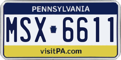 PA license plate MSX6611
