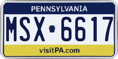 PA license plate MSX6617