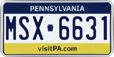 PA license plate MSX6631