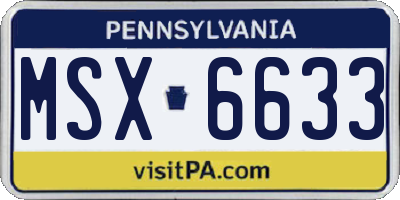 PA license plate MSX6633