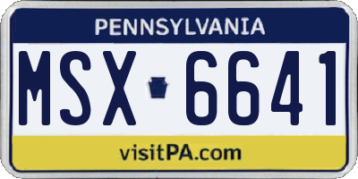 PA license plate MSX6641