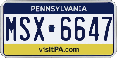 PA license plate MSX6647