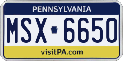 PA license plate MSX6650