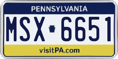 PA license plate MSX6651