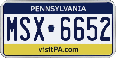 PA license plate MSX6652