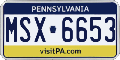 PA license plate MSX6653