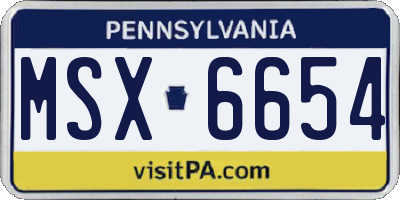 PA license plate MSX6654