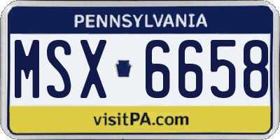 PA license plate MSX6658