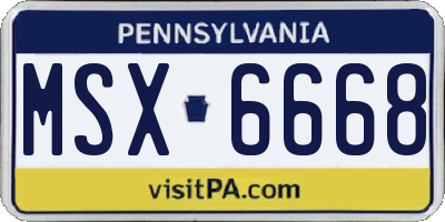 PA license plate MSX6668