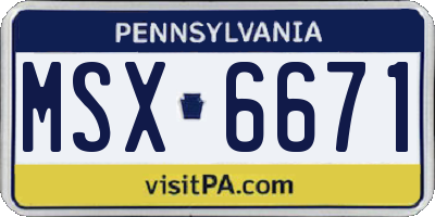 PA license plate MSX6671