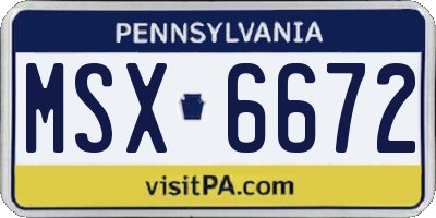 PA license plate MSX6672