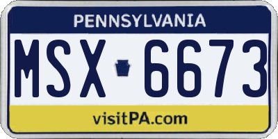 PA license plate MSX6673