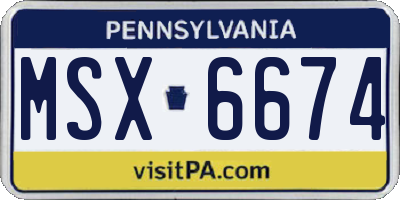 PA license plate MSX6674