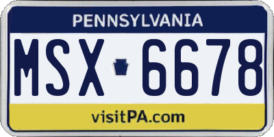 PA license plate MSX6678