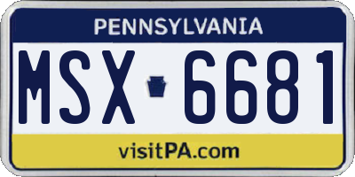 PA license plate MSX6681