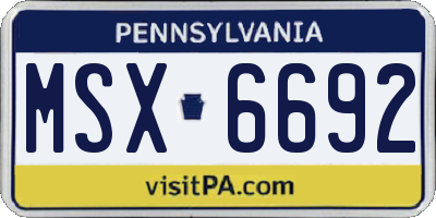 PA license plate MSX6692