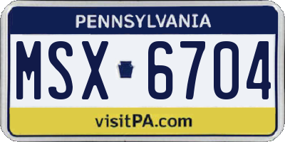 PA license plate MSX6704