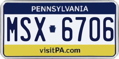 PA license plate MSX6706