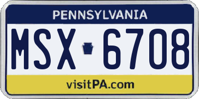 PA license plate MSX6708