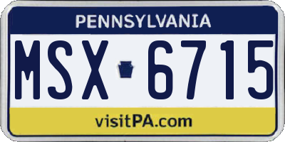 PA license plate MSX6715