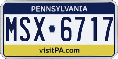 PA license plate MSX6717
