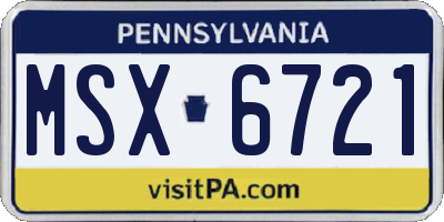 PA license plate MSX6721