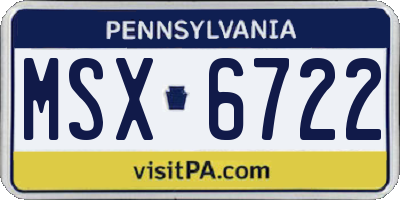 PA license plate MSX6722