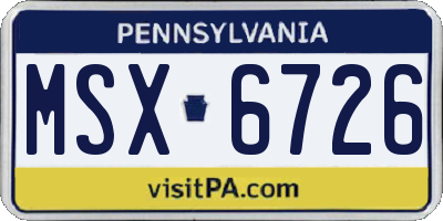 PA license plate MSX6726