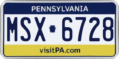 PA license plate MSX6728