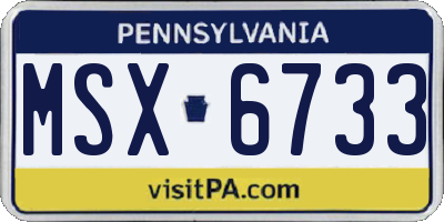 PA license plate MSX6733