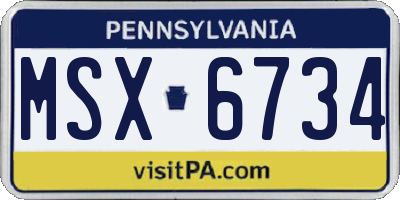 PA license plate MSX6734