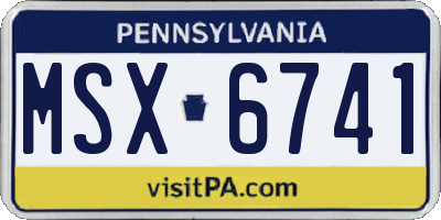 PA license plate MSX6741