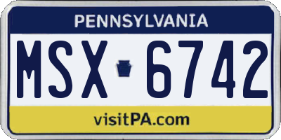 PA license plate MSX6742