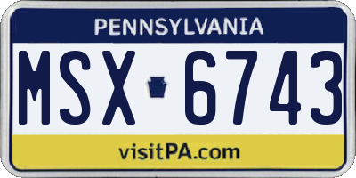 PA license plate MSX6743