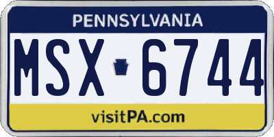 PA license plate MSX6744