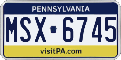 PA license plate MSX6745