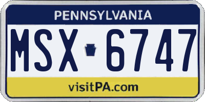PA license plate MSX6747