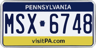 PA license plate MSX6748
