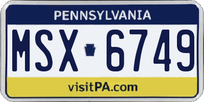 PA license plate MSX6749