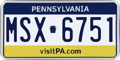 PA license plate MSX6751