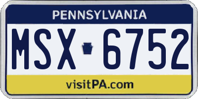 PA license plate MSX6752