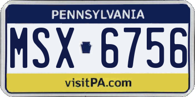 PA license plate MSX6756