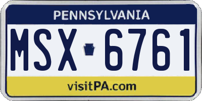 PA license plate MSX6761